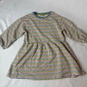Mini Boden Girls Jersey Fleece Striped Sweatshirt Dress Sz 7-8Y Blue Pink Green